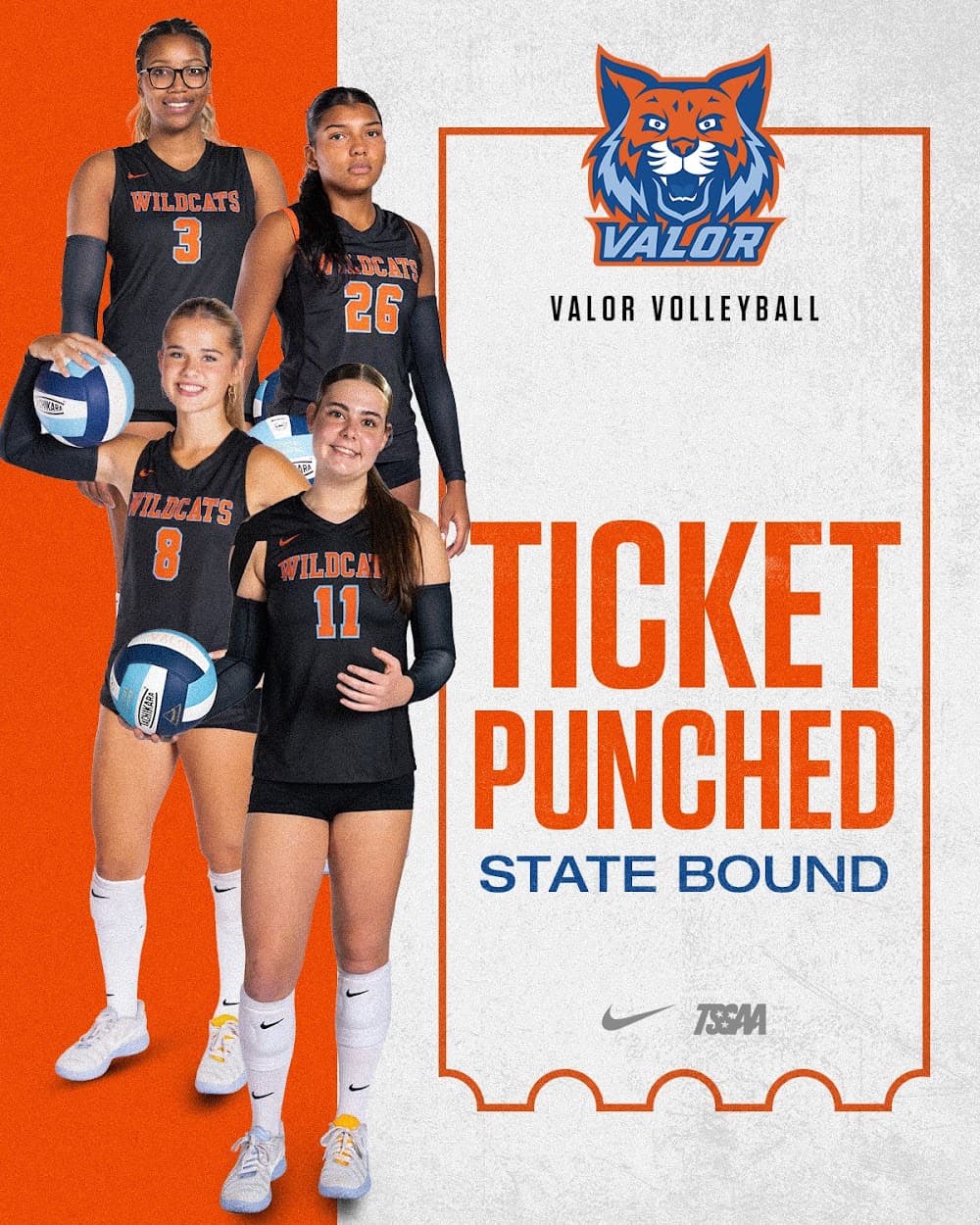 Valor volleyball state bound graphic